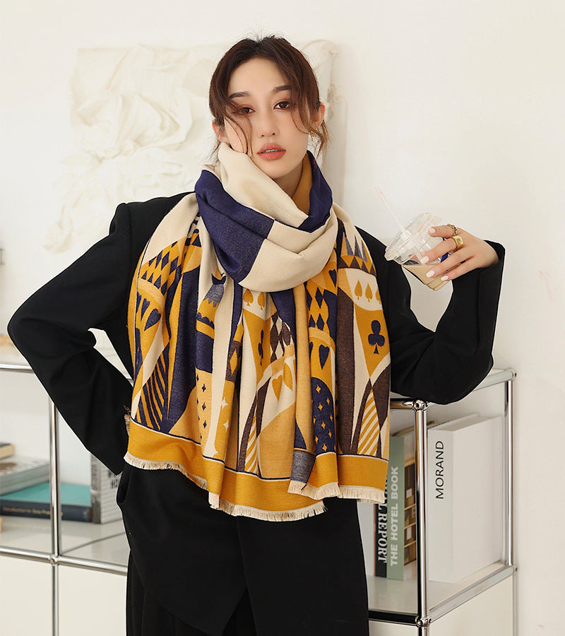 Retro Printed Reversible Warmer Scarf&Shawls