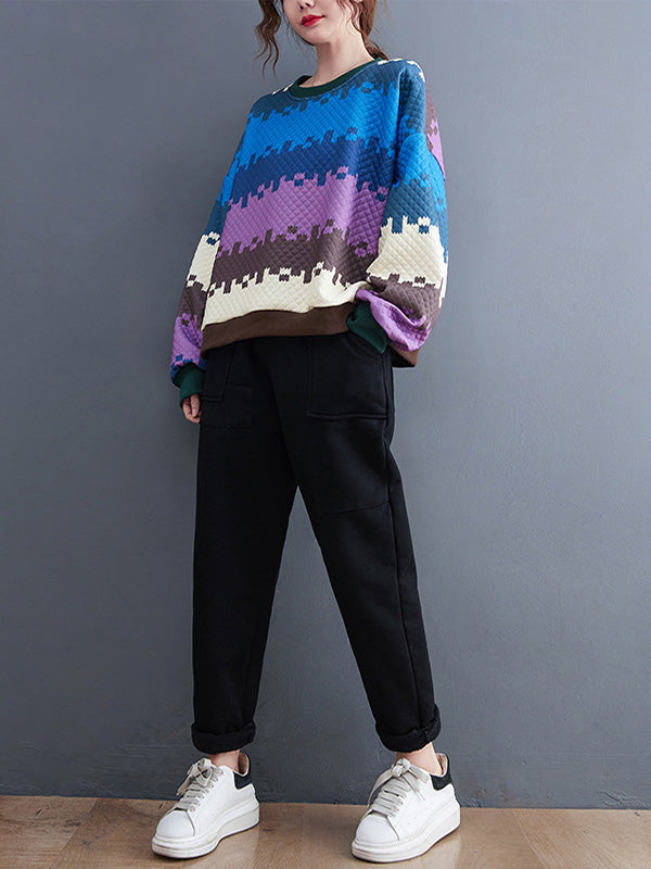 Loose Color-Block Splicing Sweatshit