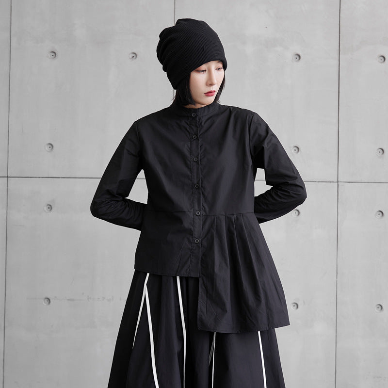Loose Irregular Solid Color Long Sleeve Shirt