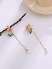 Simple Flower Tasseled Long Earrings