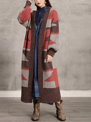 Women Retro Loose Print Coat