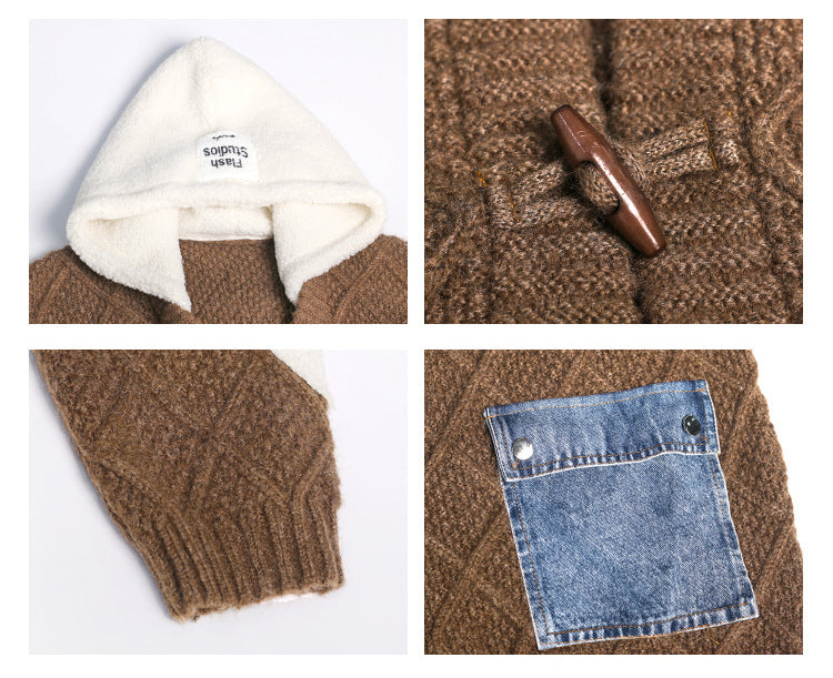 Casual Loose Knitted Hooded Jacket With Big Pocket