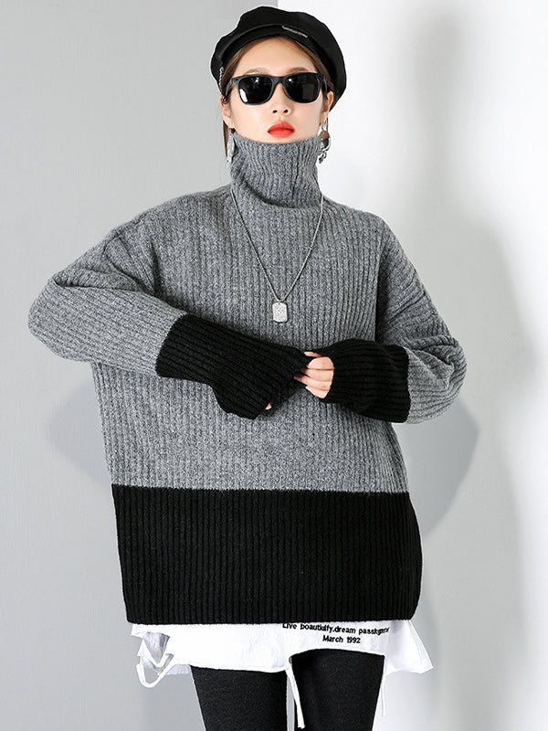 Women High Neck Pullover Casual Sweater