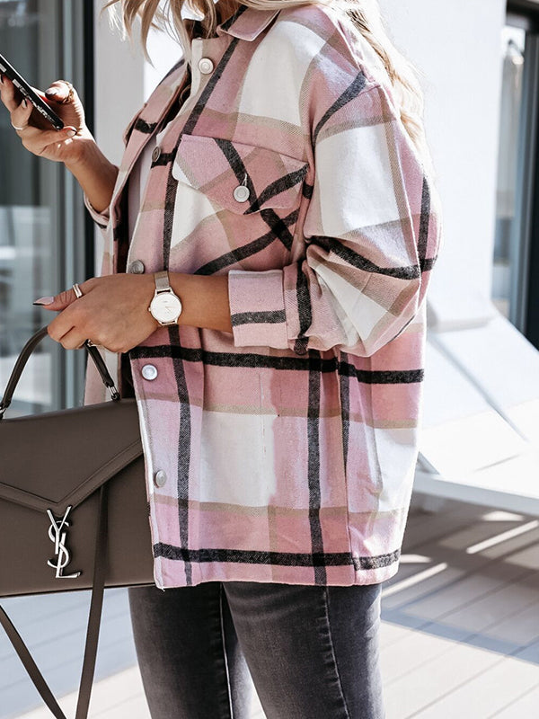 Casual Plaid Long Sleeve Lapel Shirt