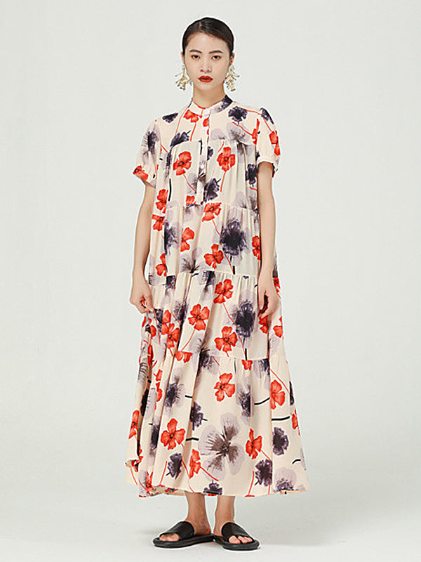 Floral Printed Casual Simple Maxi Dress