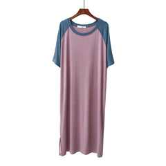 Loose Contrast Color Pajamas Nightdress Casual Homewearr