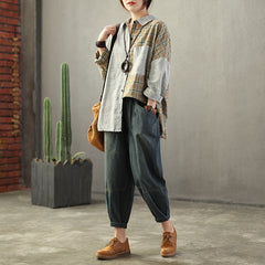 Vintage Washed Old Elastic Waist Holes Pants