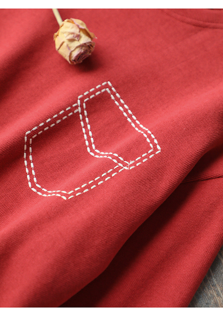 Loose Solid Color Drawstring Sweatshirt