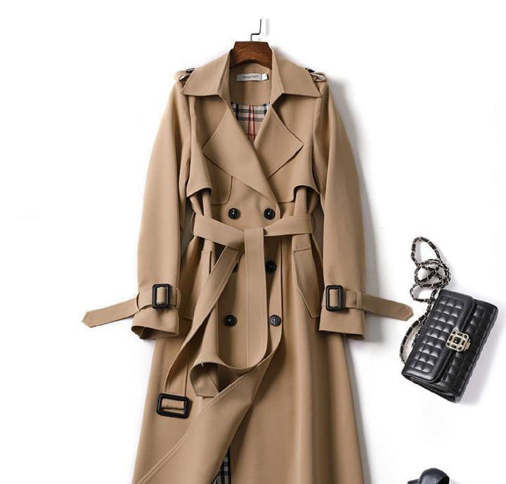 Solid Color Lapel Collar Mid-Length Coat