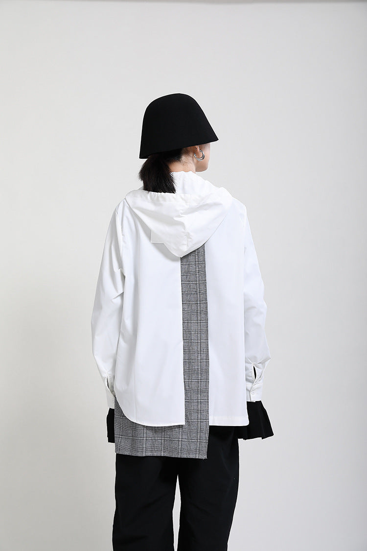 Split-Joint  Cropped  Hooded Coat