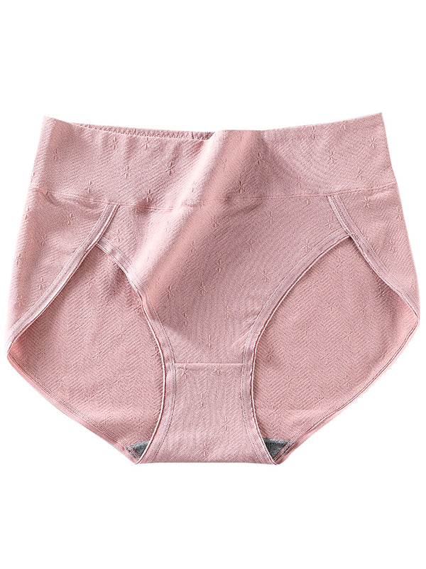 3Pcs Solid Color Breathable High Waist Antibacterial Panties