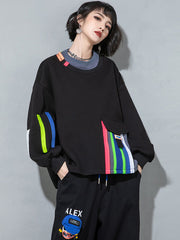 Women's Stitching Printed Long Sleeve Sweatshirt