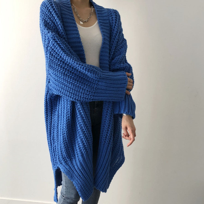 Slit Loose Large Size Knitted Sweater Outwear