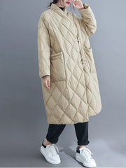 Women Loose Stand Collar Solid Color Casual Coat