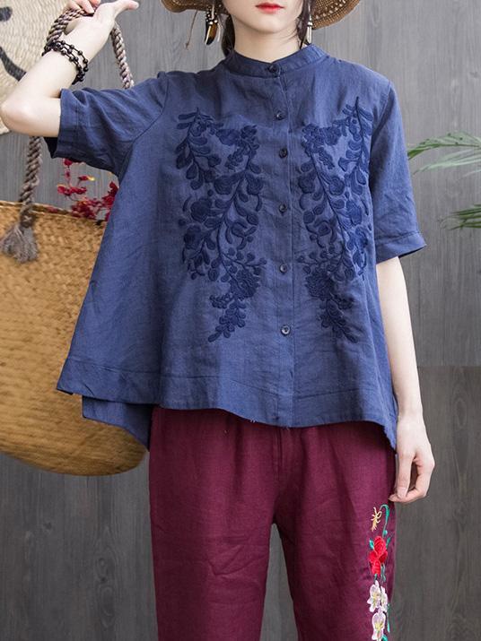 Comfortable Cotton A-line Embroidered Blouses