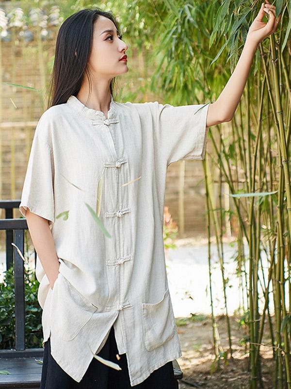 National Style Cotton Long T-shirt