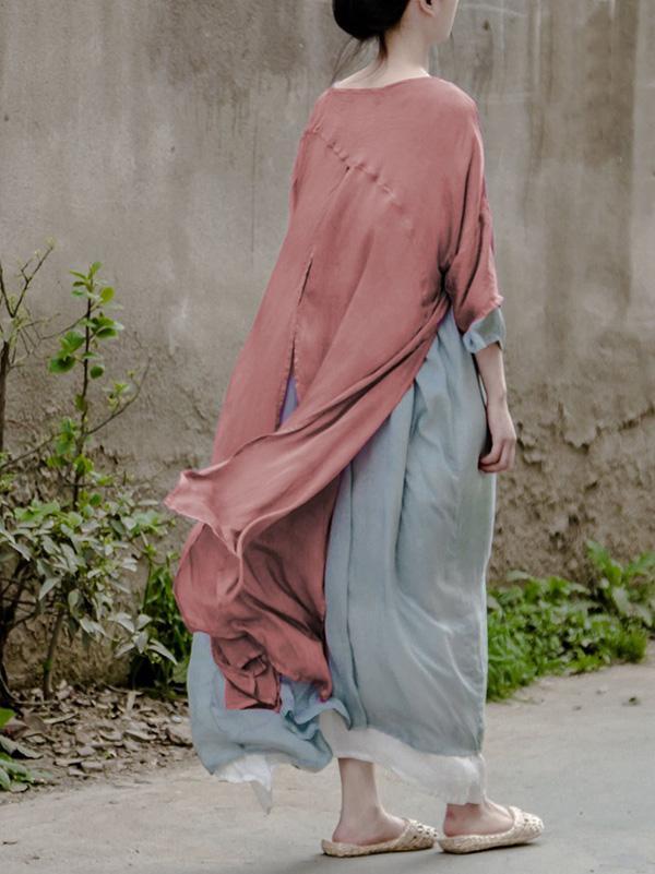 Soft  Mulberry Fuschia  Pure Color Long Dress