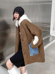 Casual Loose Knitted Hooded Jacket With Big Pocket