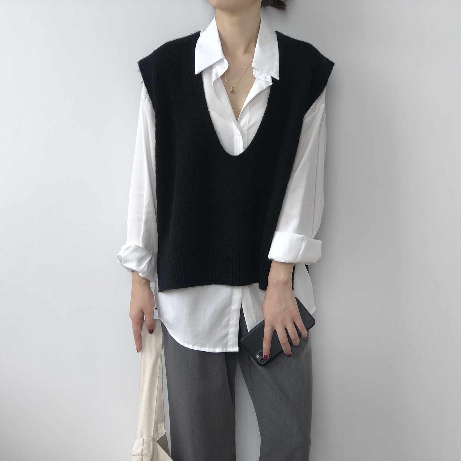 Casual V-Neck Solid Color Waistcoat