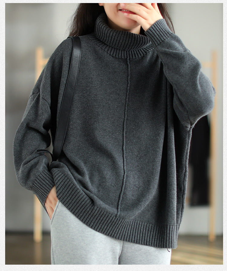 Women Retro Loose Padded Pullover Sweater