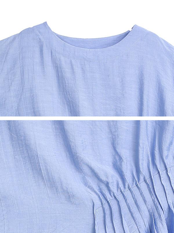 Solid Color Cropped Round Neck T-Shirt