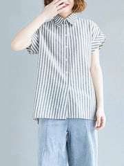 Loose Striped Short Sleeve Shirt