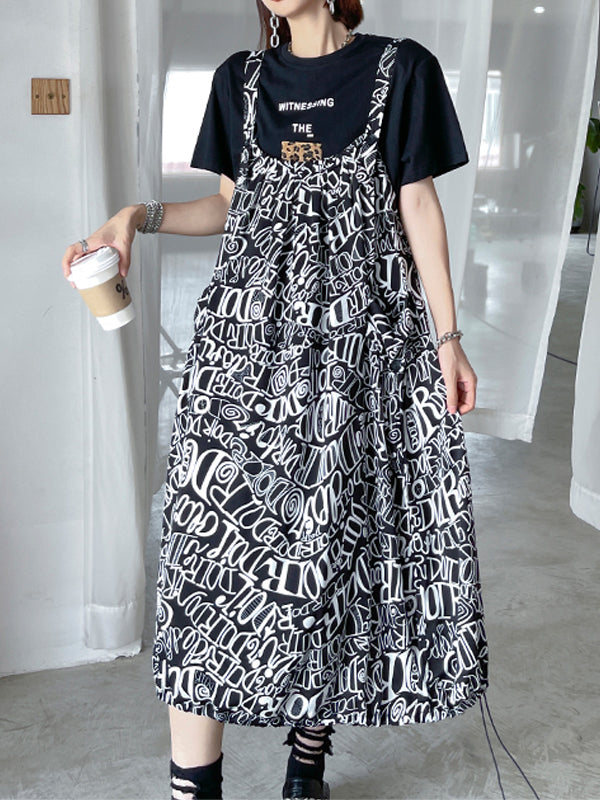 Summer Loose Letter Printed Vest Dress
