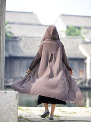 National Style Mistarious Linen Cape Coat