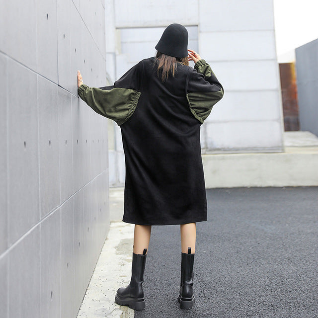 Round-Neck Split-Joint Color-Block  Dress