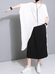 Loose Batwing Lace-up Long T-shirt