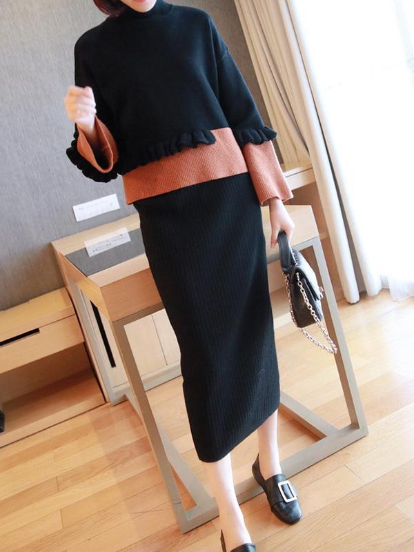 Casual Graceful Split-Joint Knitting Suits