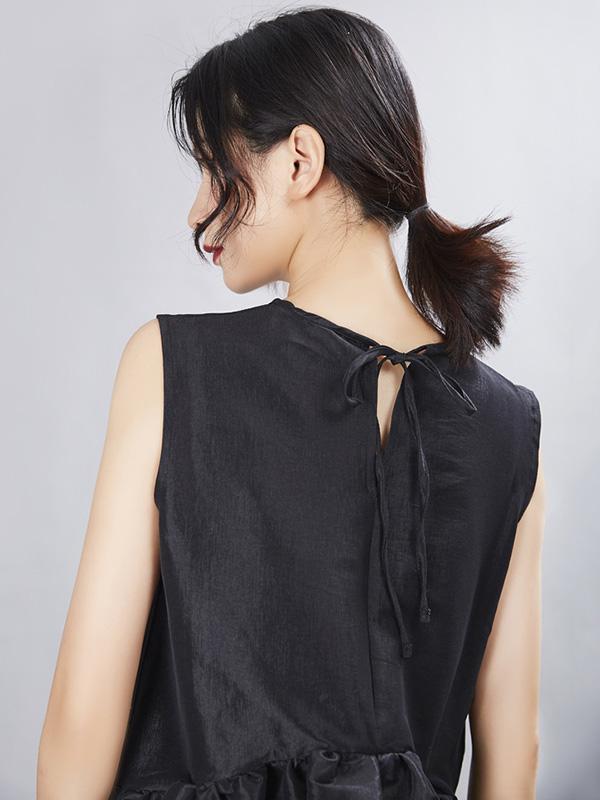 Simple Black Sleeveless Short Dress