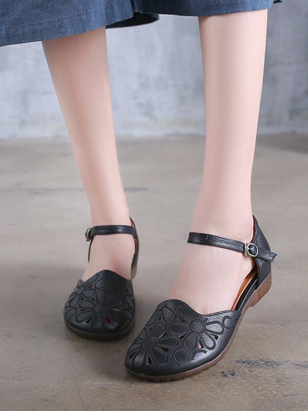 Original Solid Hollow Applique Sandals