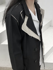 Spliced Fur Trim Suit Casual Coat