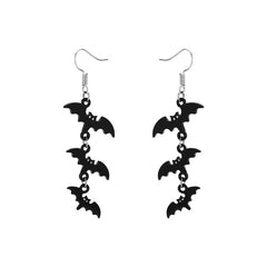 Black Bat Long Earrings