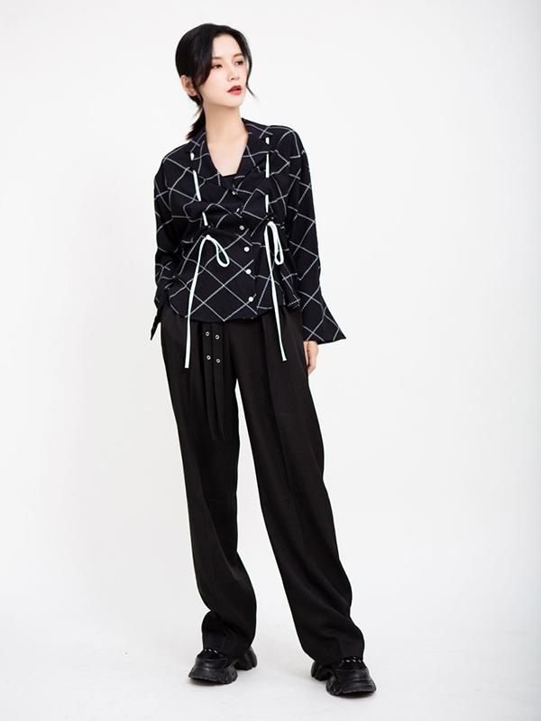 Casual Belted Mop-floor Wide Leg Pants