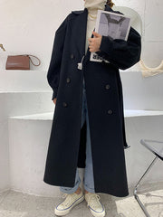 Solid Color Warm Long Double-Sided Woolen Coat