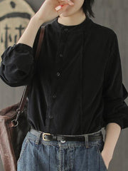 Corduroy Loose Fresh Solid Blouse Top