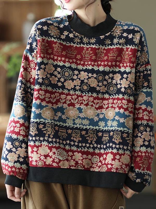 Printed Half Turtleneck Pullover Sweater