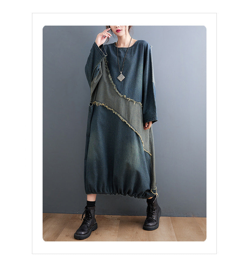 Collision Color Splicing Loose Midi Dress