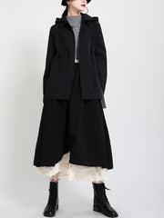 Split-Joint  Cropped  Hooded Coat