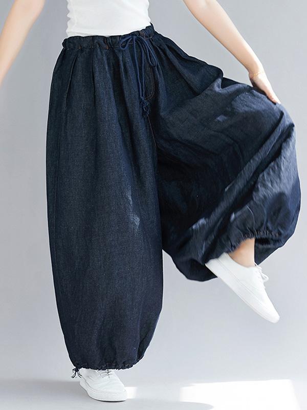 Loose Blue Bloomers Pants