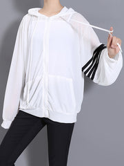 Stripe Contrast Color Sports Hooded Coat