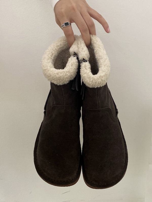 Flat Medium Tube And Fleece Snow Boots