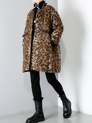 Women Leopard Print Casual Loose Coat