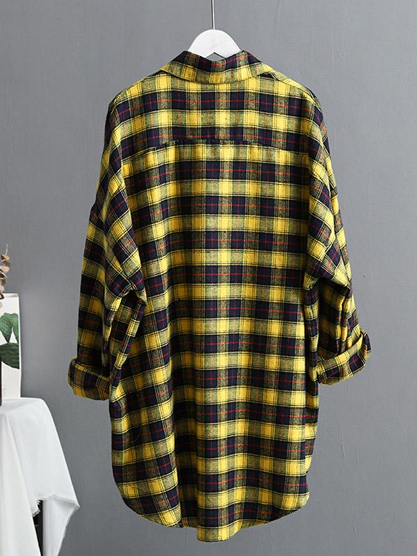 Casual Plaid Split-Joint Lapel Shirt