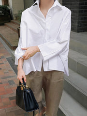 Loose Solid Color Bat Sleeve Casual Shirt