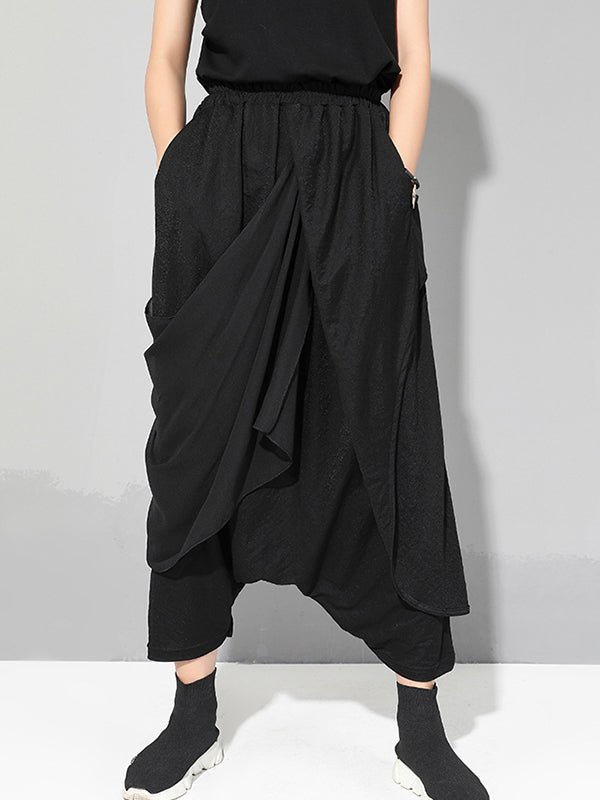 Cropped Chiffon Split-Joint Pants