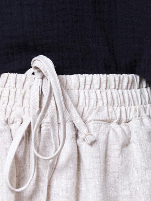 Vintage Linen Drape Wide Leg Pants