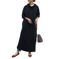 Loose Long Sleeve Hooded Maxi Dress